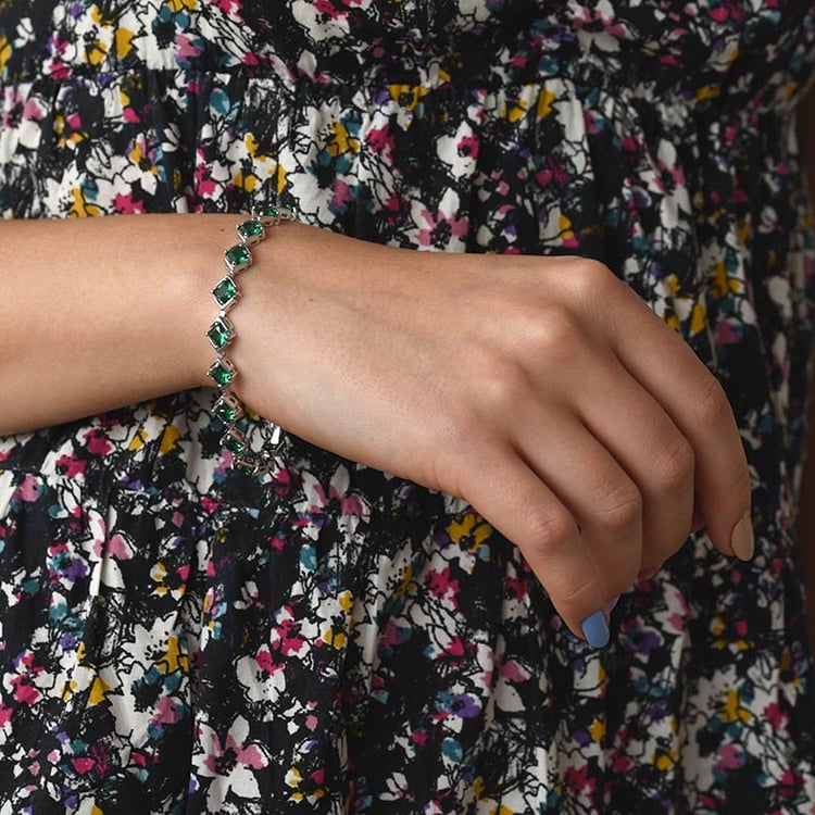 Zauberhaftes Smaragd Armband aus Silber Dialy 68038