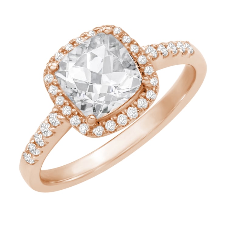 Goldener Verlobungsring mit Topas und Diamanten Azha