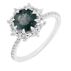 Einzigartiger Ring mit einem Moosachat und Moissaniten Amandas