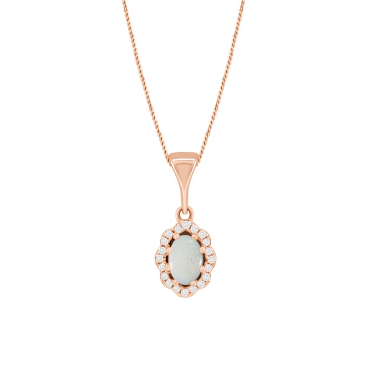 Anhänger mit Opal und Halo bezetzten Diamanten Jayme 36098