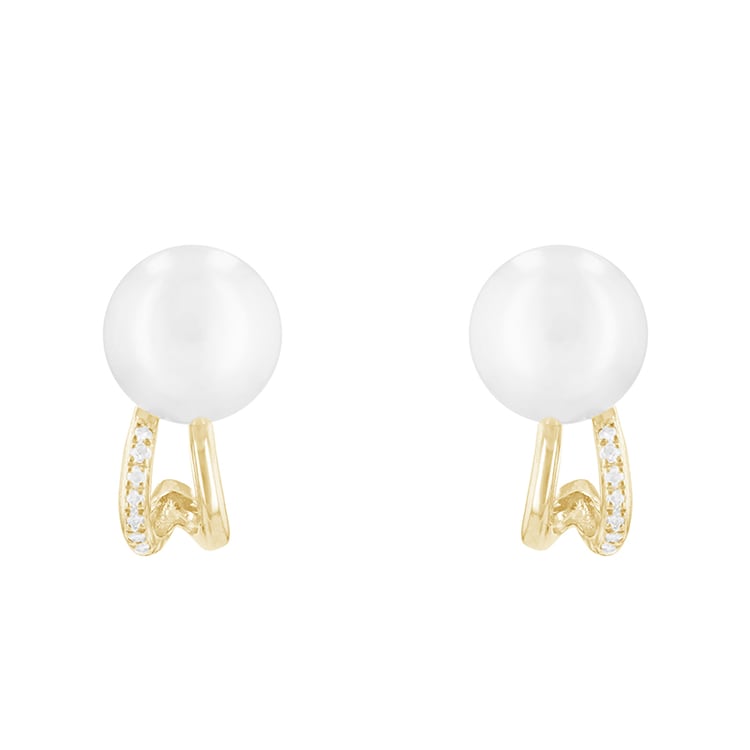 Ungewöhnliche Perlenohrringe mit Diamanten Olayin