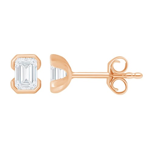 Minimalistische goldene Ohrstecker mit Diamanten in Emerald-Form Agata