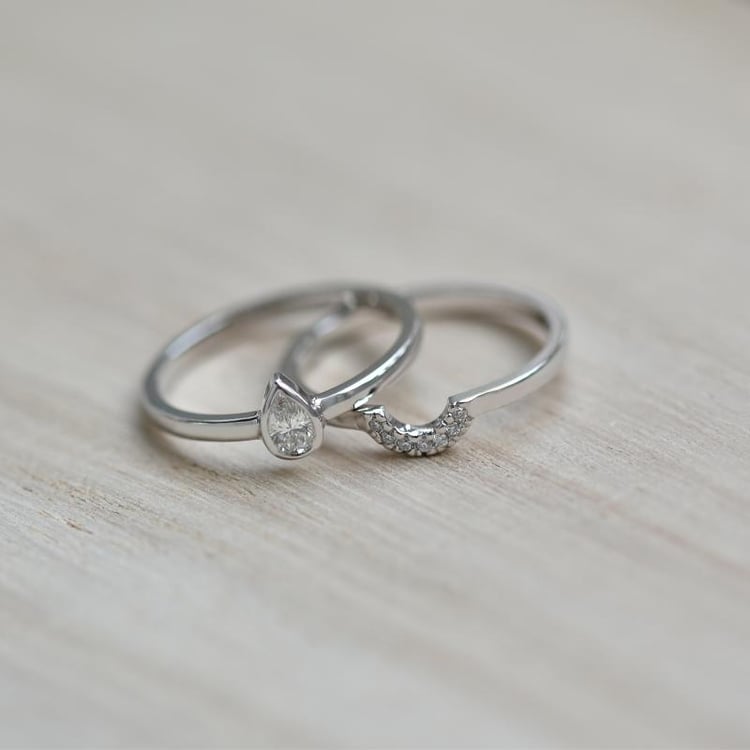 Ringset aus 585 Gold mit zertifiziertem Tropfendiamant Ralyas 22792