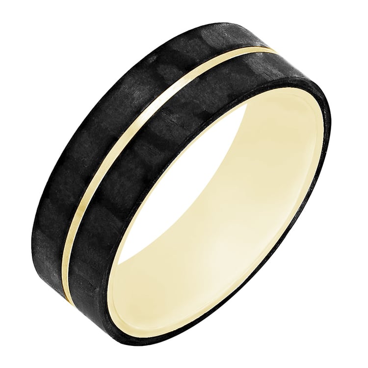 Flacher Carbon Trauring aus Gold mit Diamant Semaiah 117075