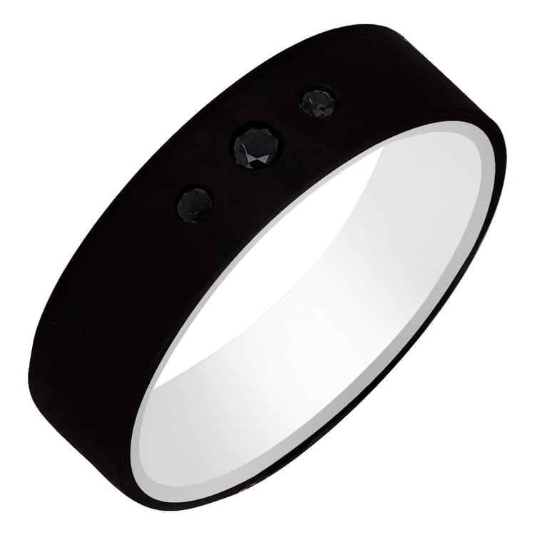 Flacher Ring aus Carbon und Gold mit schwarzen Diamanten Walker