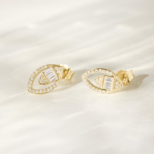 Goldene Ohrringe in Mandelform mit Diamanten Birgit