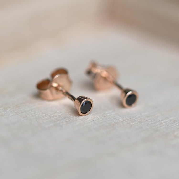 Ohrstecker mit runden schwarzen Diamanten Tofine 49753