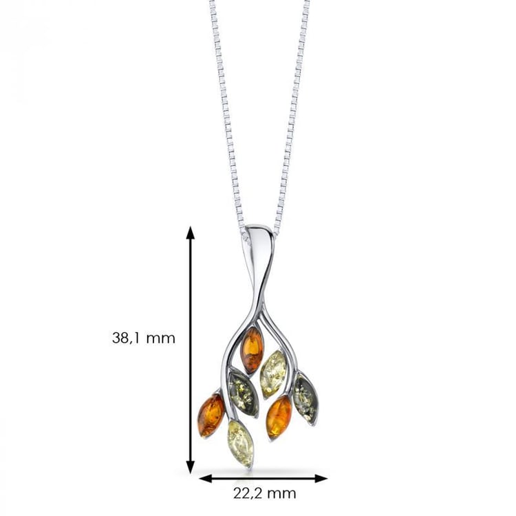 Silberne Halskette mit Bernstein Anhänger 5947