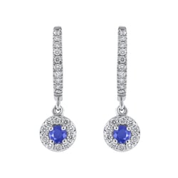 Wunderschöne silberne Ohrringe mit blauen Saphiren und Lab Grown Diamanten Denise