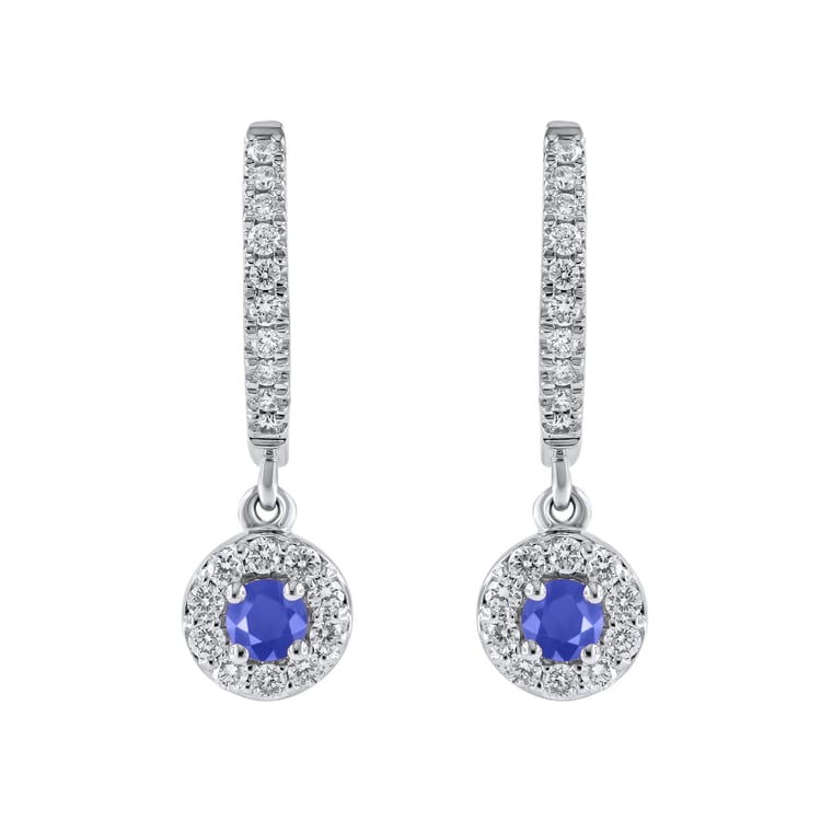 Wunderschöne silberne Ohrringe mit blauen Saphiren und Lab Grown Diamanten Donna