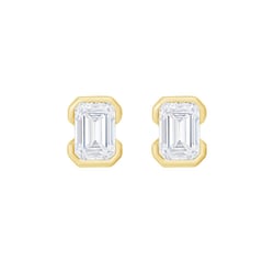 Minimalistische goldene Ohrstecker mit Diamanten in Emerald-Form Agata