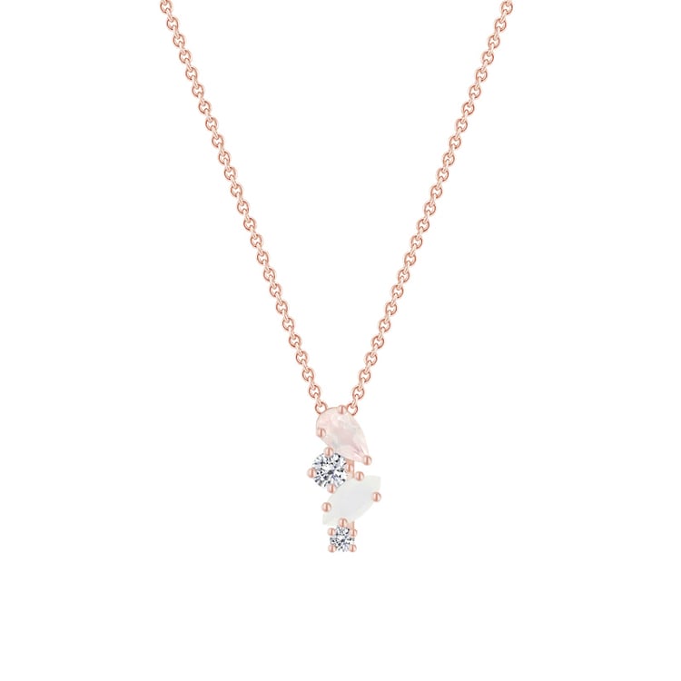 Silber Anhänger mit Topas, Rosenquarz und Mondstein Daisi