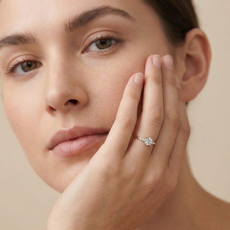 Verlobungsring aus Gold in Haselnussfarbe mit Diamanten 166502