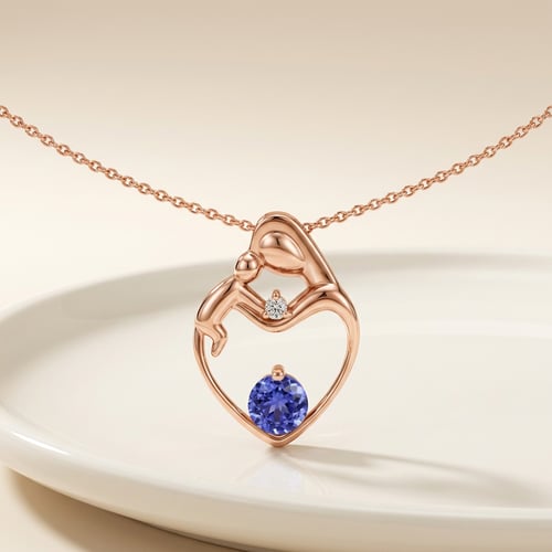 Anhänger Mutter und Kind mit Tansanit und Diamant Ella