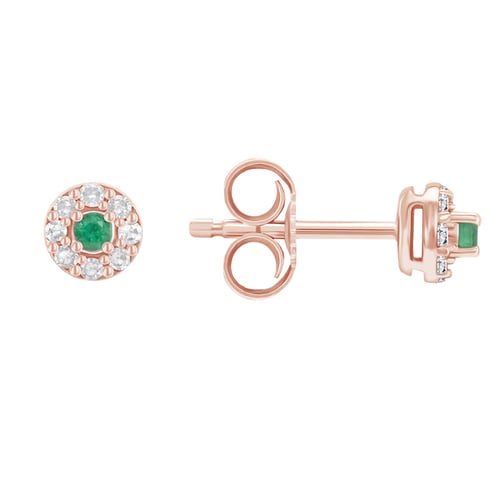 Ohrstecker mit einem Smaragd und Diamanten im Halo-Stil Zowie