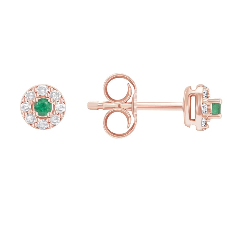 Ohrstecker mit einem Smaragd und Diamanten im Halo-Stil Zowie 106768
