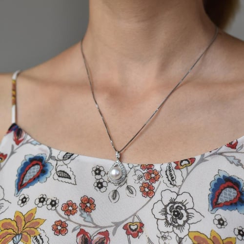 Silberanhänger mit Perle und Zirkonia Anda