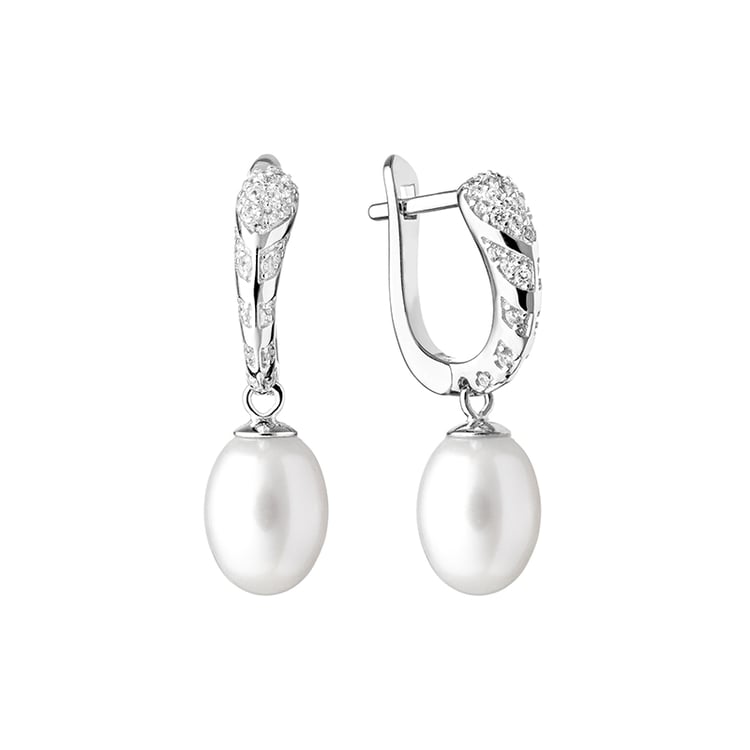 Hängeohrringe mit Perlen und Zirkonia Tanja