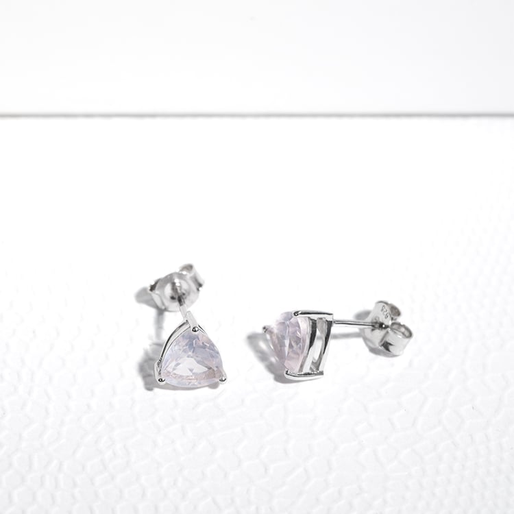 Silberne Ohrstecker mit Rosenquarz Nellie 124185