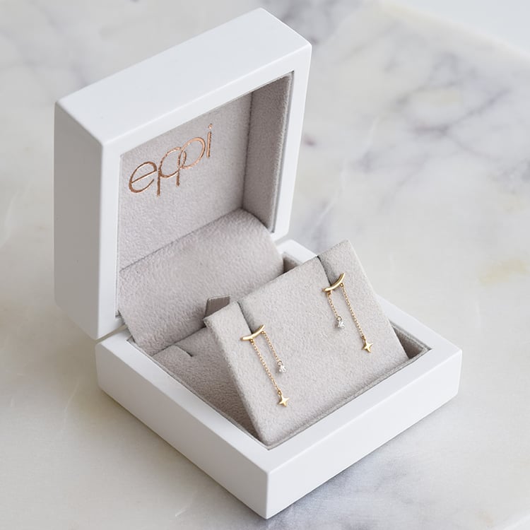 Hängeohrringe mit Sternen und Diamanten Herman 86793