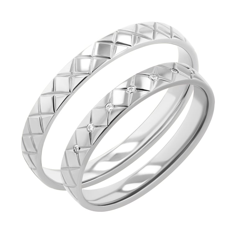 Atypische goldene Trauringe mit Diamanten Myron 117357