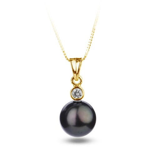 Anhänger mit schwarzer Perle und Diamanten Mananya
