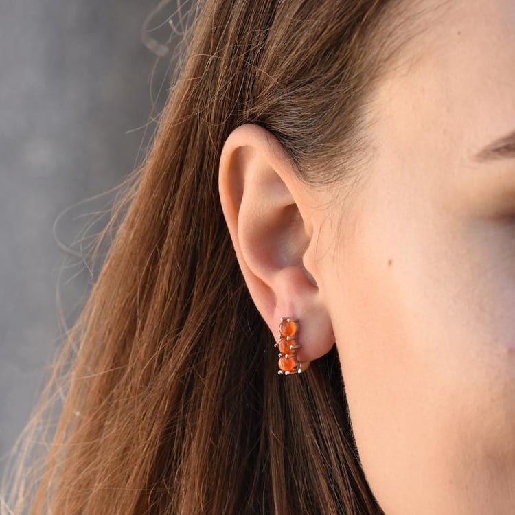 Silberohrringe mit orangenen Opalen Miuccia 49282