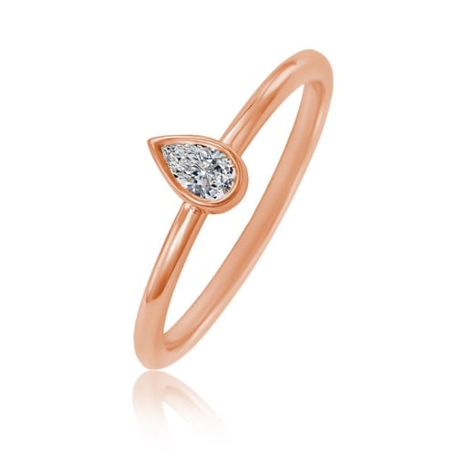 Ringset aus 585 Gold mit zertifiziertem Tropfendiamant Ralyas