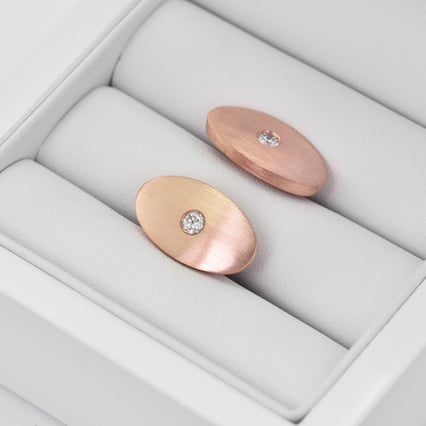 Ovale Manschettenknöpfe aus Roségold mit Diamanten Obert