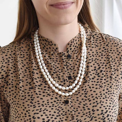 Lange Perlenkette aus Silber Darell