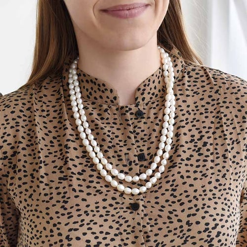 Lange Perlenkette aus Silber Darell