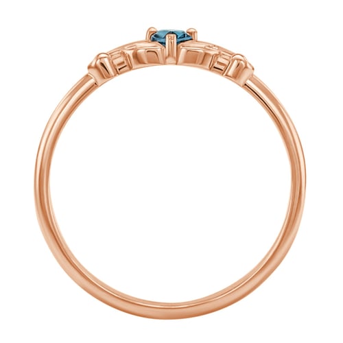 Ring mit herzförmigem Topas und Notenschlüssel Akant