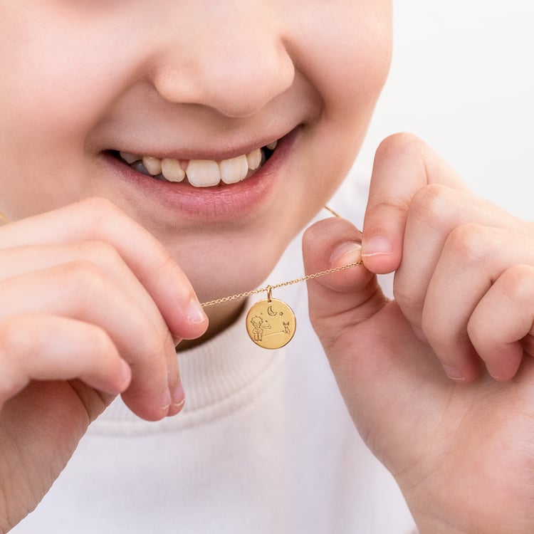 Anhänger Der Kleine Prinz mit Fuchs und Gravur aus Silber 122262