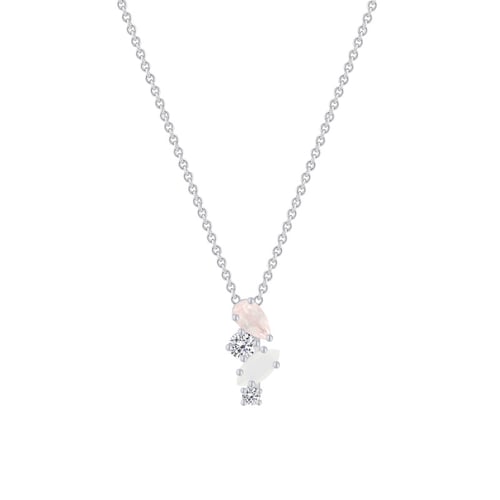 Silber Anhänger mit Topas, Rosenquarz und Mondstein Daisi