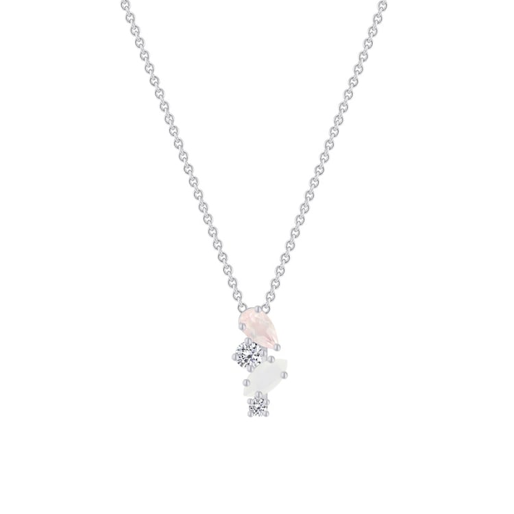 Silber Anhänger mit Topas, Rosenquarz und Mondstein Daisi 71820