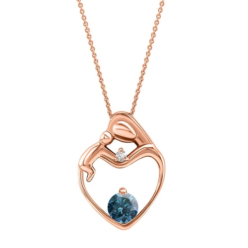 Anhänger Mutter und Kind mit blauem und weißem Diamant Ella