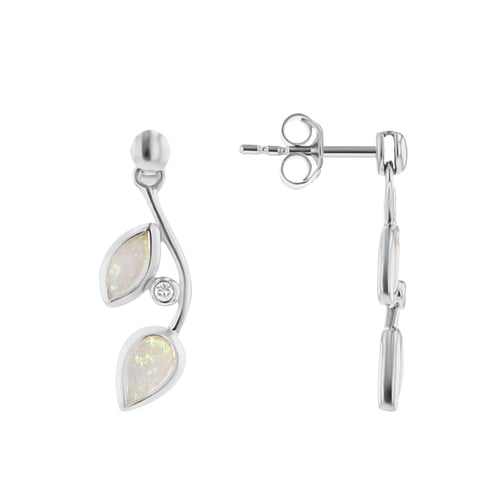 Ohrstecker mit Opalen in Blattform und Diamanten Corbett