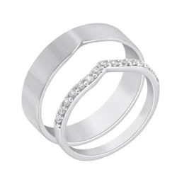 Eternity Ring aus Gold mit Moissaniten und flachem Herrenring Marveille