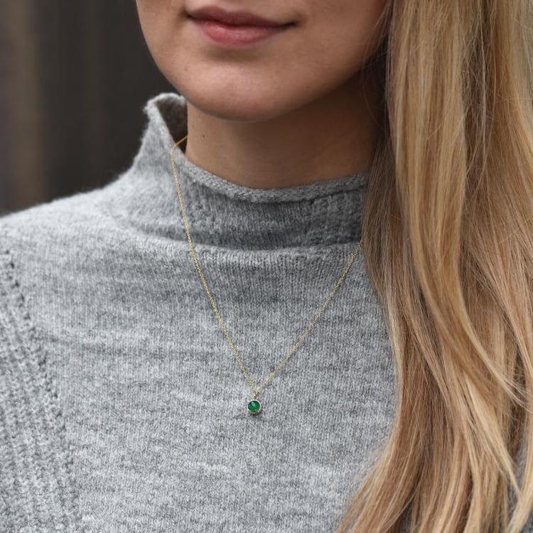 Goldkette mit Onyx-Cabochon Anhänger Azalea 50937