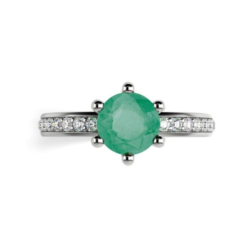 Platinring mit Smaragd und Diamanten Yoron