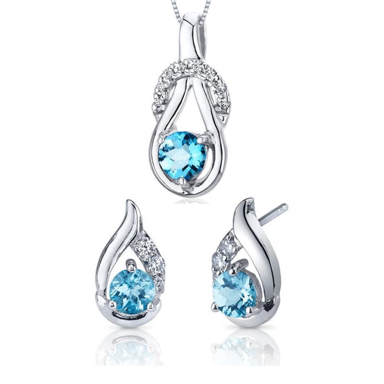 Silbernes Schmuckset mit Zirkonia und Topasen Finees