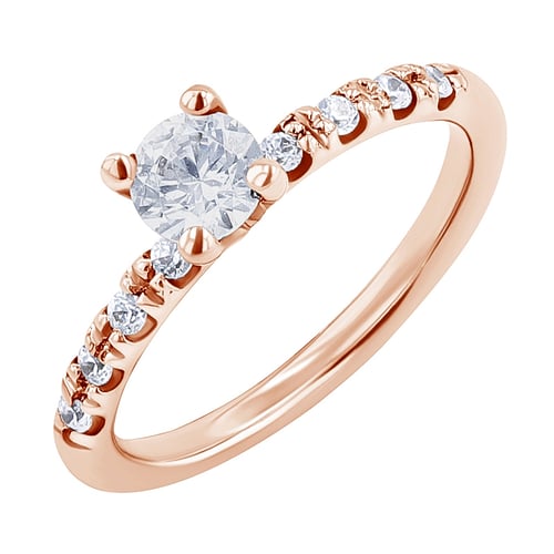 Solitär-Pave Diamant im Verlobungsring aus Gold Megha