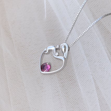Silberner Anhänger Mutter und Kind mit Turmalin und Diamant Ella