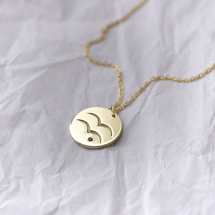 Silberner Anhänger mit Sternzeichen und Aquamarin Wassermann 103405