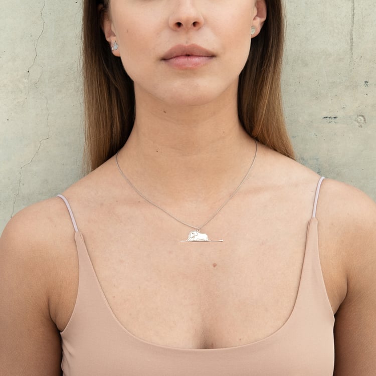 Silberner Anhänger Der Kleine Prinz mit einem Elefanten und einer Gravur 124610