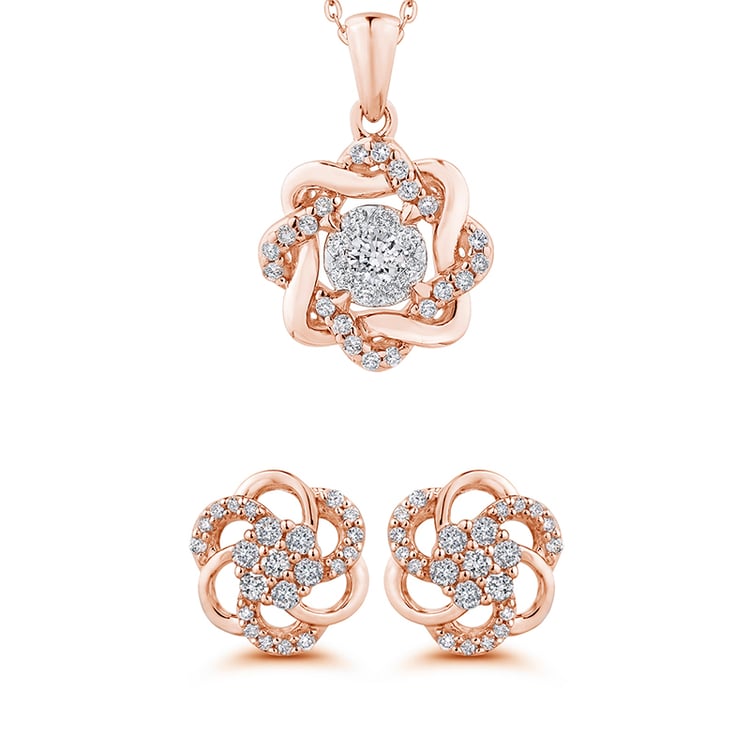 Diamantschmuck Set in Blumenform Crisanta 146988