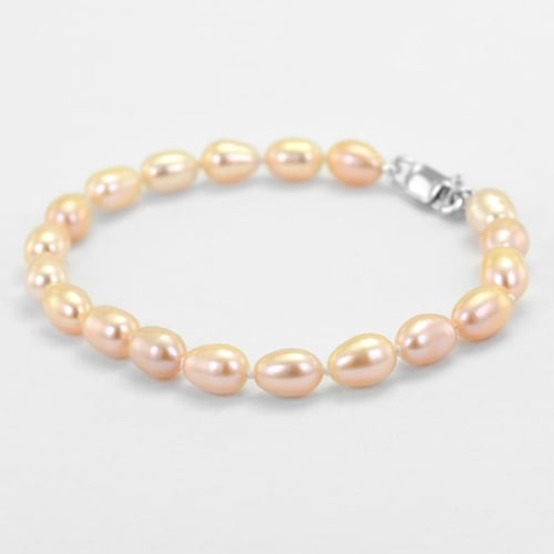 Silbernes Armband mit Perlen in Peach Mindy
