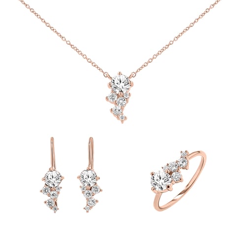 Schmuckset aus Cluster Schmuck mit Lab Grown Diamanten Ester