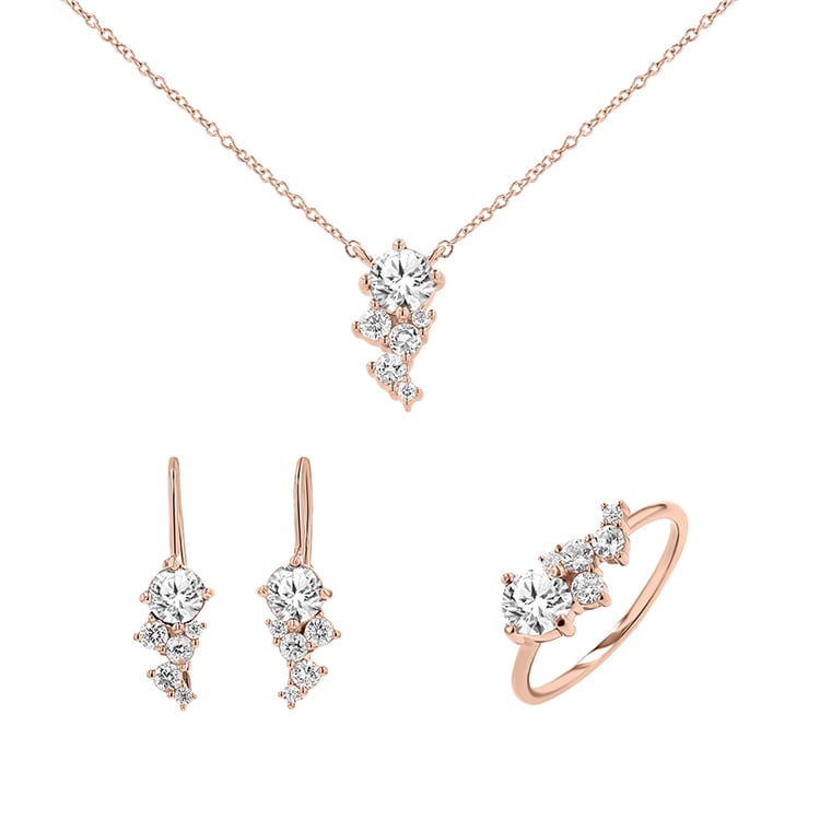 Set aus Cluster Schmuck mit Lab Grown Diamanten Ester 148575