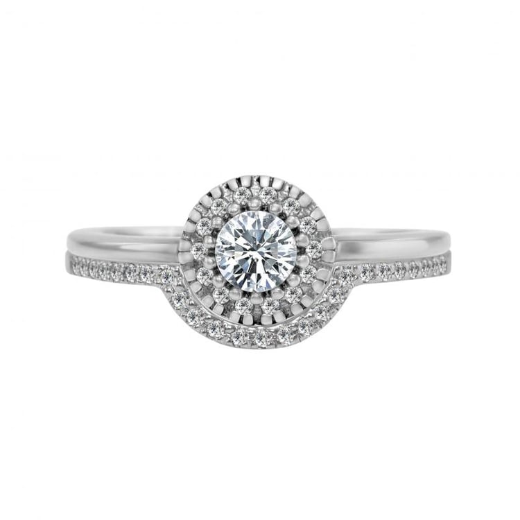 Verlobungsset mit Halo Ring und Diamanten Lieta